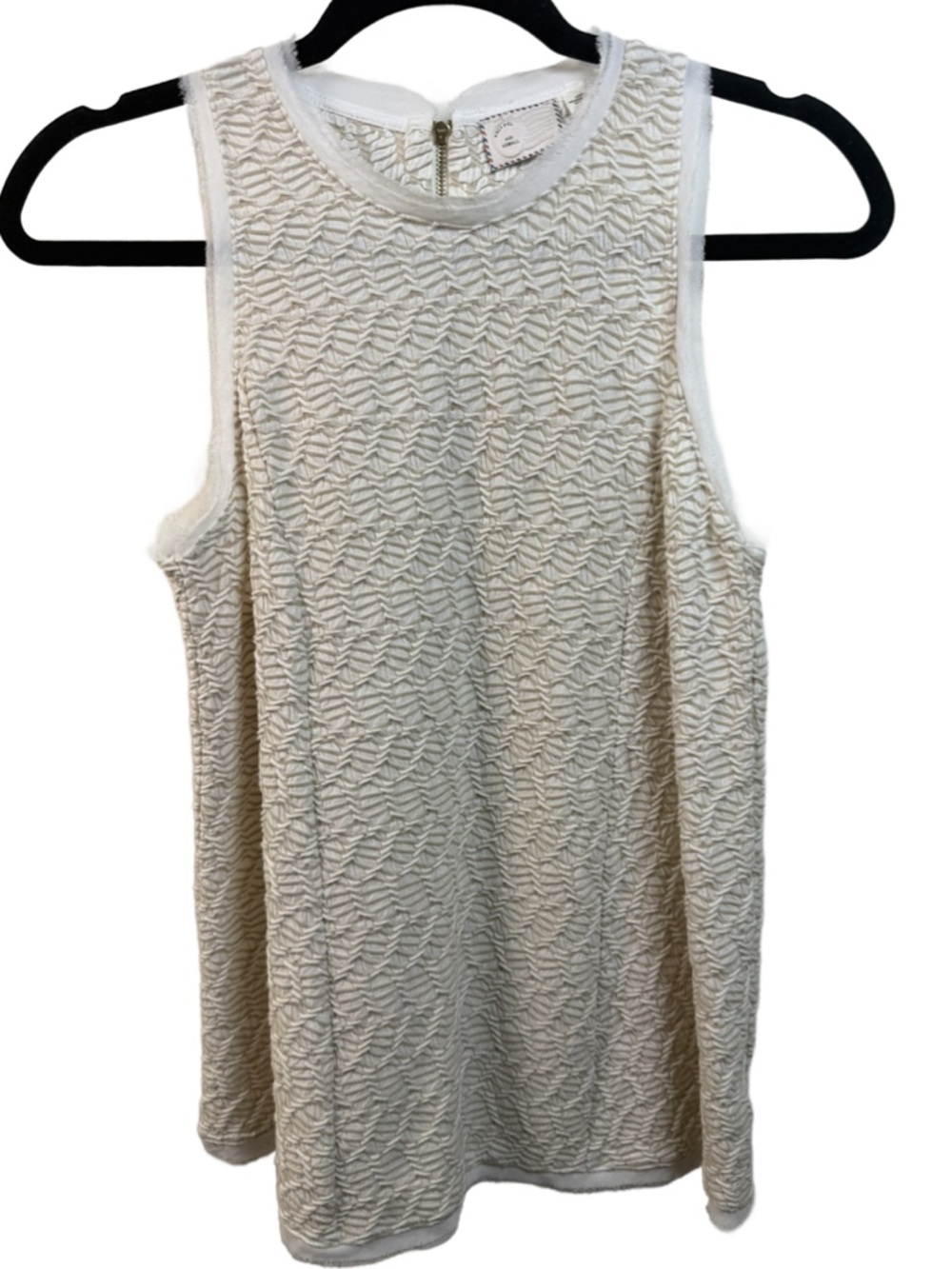 Anthropologie Cream Textured Sleeveless Tank Top